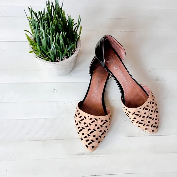 Jeffrey Campbell Ibiza Last D’orsay Boho Cutout Leather Flats Size 9 - Picture 2 of 14